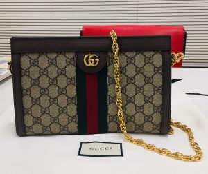 グッチ　オフィディア GGスプリーム チェーンショルダーバッグ べージュ ブラウン 503877