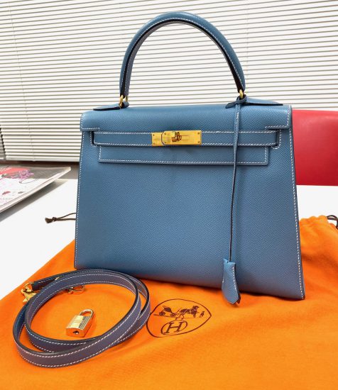 エルメスのケリーバッグ ブルージーンのケリー28を高価買取致しました ...
