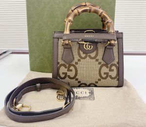 グッチ　ダイアナ ジャンボGG バンブー ミニトートバッグ 2Way ベージュ ブラウン 655661
