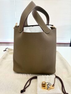 エルメス ピコタンロック MM 22 トリヨン エトゥープ シルバー金具 高価買取