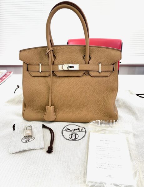 エルメス バーキン30 トゴ タバックキャメル シルバー金具 買い取り